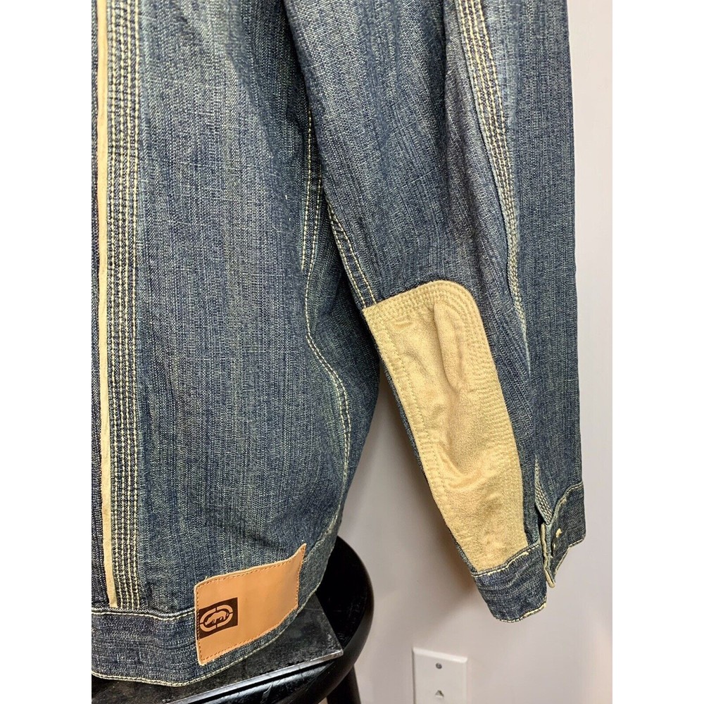 Vintage Ecko Unltd Denim Blue Jean Jacket Y2K Size 2XB Hip Hop Baggy Dark Wash - Picture 5 of 9